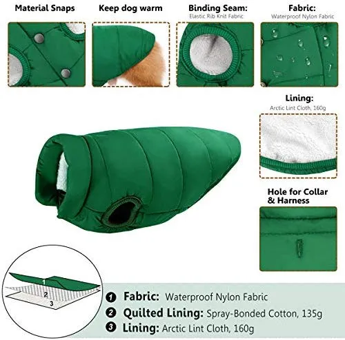 ASENKU Abrigo de invierno impermeable para perro, resistente al viento, chaleco cálido para perro, para clima frío, ropa para mascotas con 2 capas de forro polar para perros