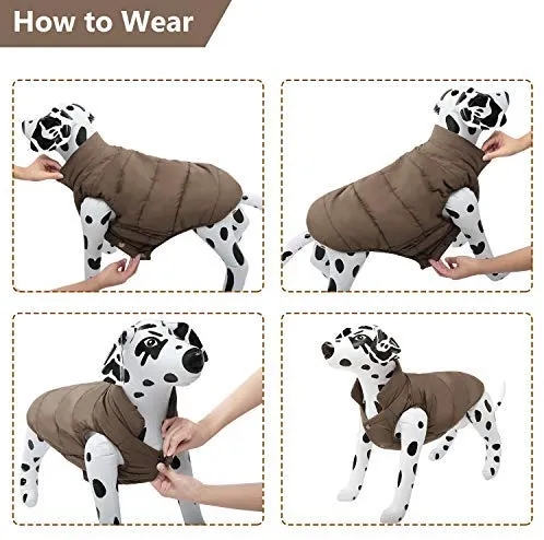 ASENKU Abrigo de invierno impermeable para perro, resistente al viento, chaleco cálido para perro, para clima frío, ropa para mascotas con 2 capas de forro polar para perros