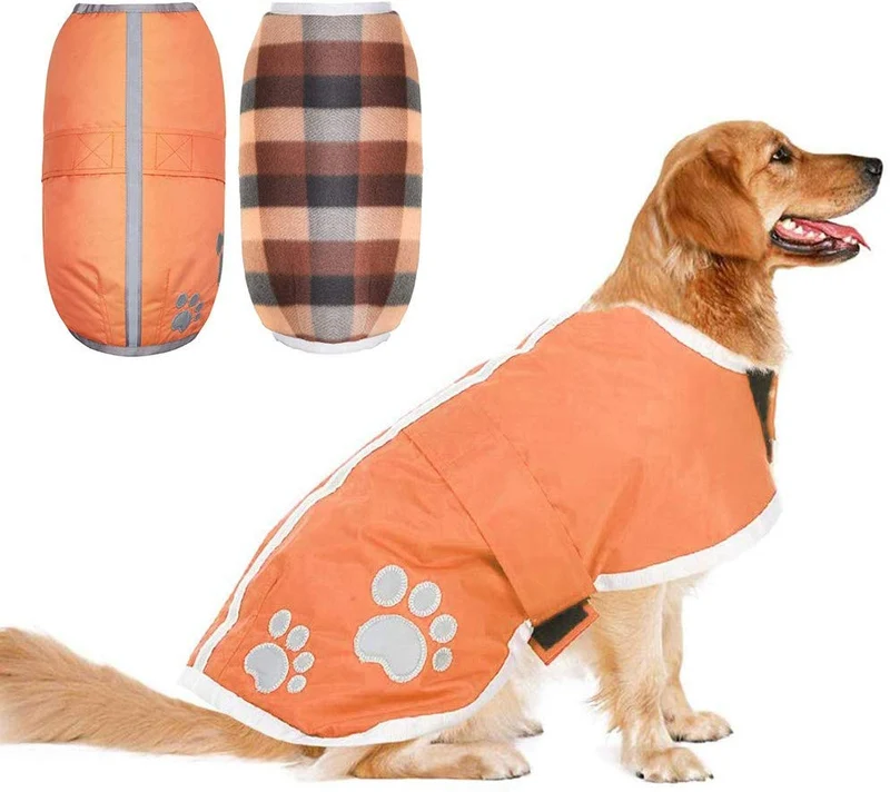 Ropa de Invierno para perro de Pupteck; chaqueta para perros grandes impermeable, reversible y reflectante para el frío
