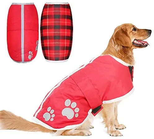 Ropa de Invierno para perro de Pupteck; chaqueta para perros grandes impermeable, reversible y reflectante para el frío