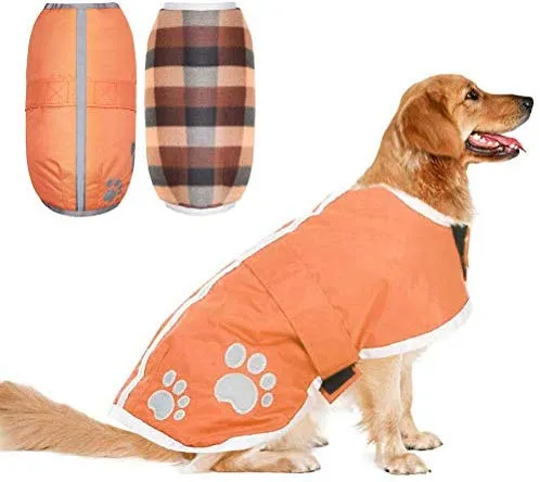 Ropa de Invierno para perro de Pupteck; chaqueta para perros grandes impermeable, reversible y reflectante para el frío