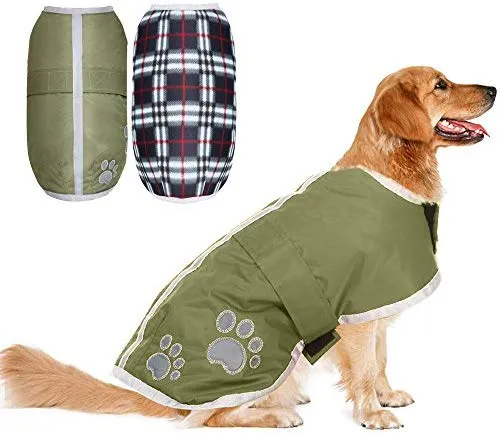 Ropa de Invierno para perro de Pupteck; chaqueta para perros grandes impermeable, reversible y reflectante para el frío