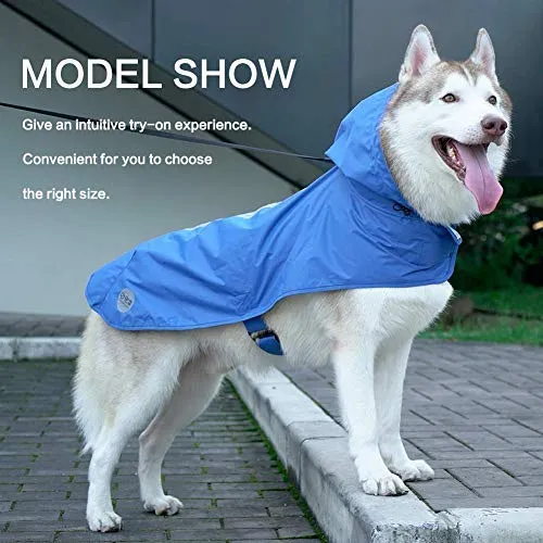 Chubasquero para perros de Nourse Chowsining para perros medianos, grandes y con capucha, para perro, poncho de lluvia, impermeables, color azul y gris