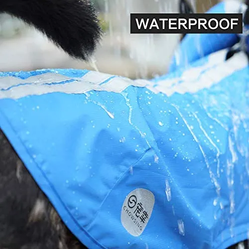 Chubasquero para perros de Nourse Chowsining para perros medianos, grandes y con capucha, para perro, poncho de lluvia, impermeables, color azul y gris