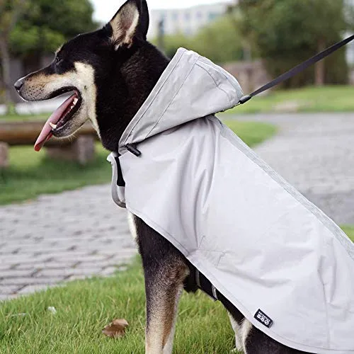 Chubasquero para perros de Nourse Chowsining para perros medianos, grandes y con capucha, para perro, poncho de lluvia, impermeables, color azul y gris