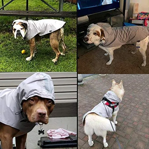 Chubasquero para perros de Nourse Chowsining para perros medianos, grandes y con capucha, para perro, poncho de lluvia, impermeables, color azul y gris