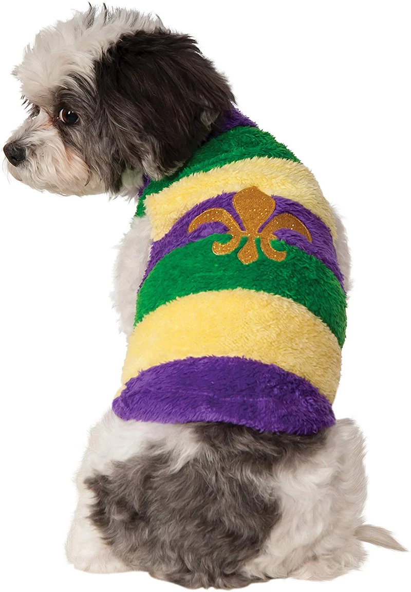 Rubies Mardi Gras Suéter suave para mascotas