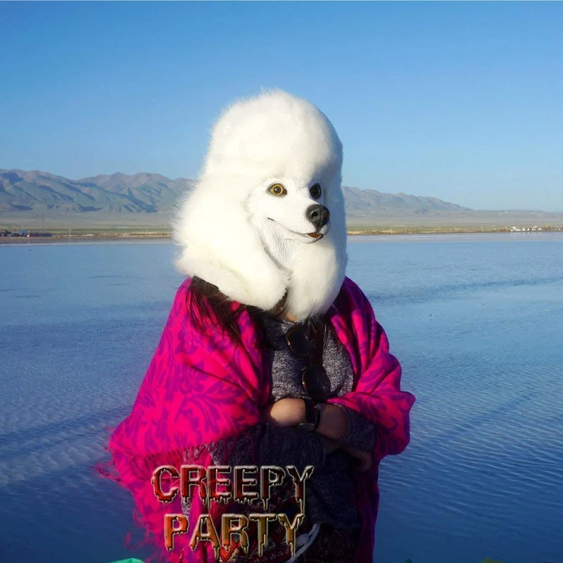 CreepyParty - Máscara de látex para disfraz de Halloween, color blanco