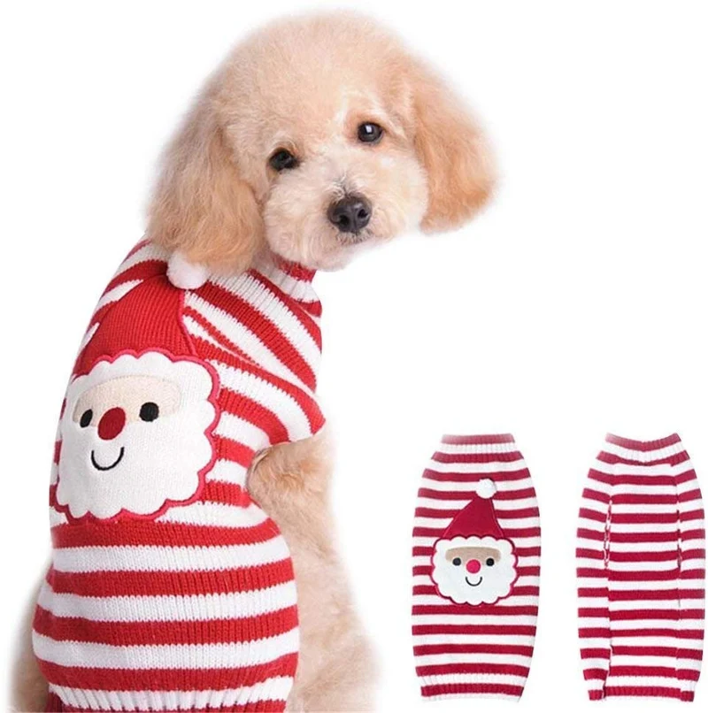 nacoco Papá Noel Suéter Mascota Suéter perro día festivo de Navidad jerseys Sudaderas de clima frío Escudo de Navidad para Perros y Gatos de tamaño pequeño a mediano