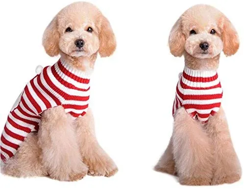nacoco Papá Noel Suéter Mascota Suéter perro día festivo de Navidad jerseys Sudaderas de clima frío Escudo de Navidad para Perros y Gatos de tamaño pequeño a mediano