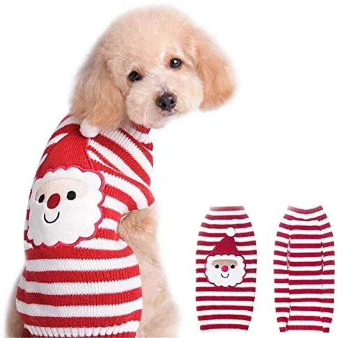 nacoco Papá Noel Suéter Mascota Suéter perro día festivo de Navidad jerseys Sudaderas de clima frío Escudo de Navidad para Perros y Gatos de tamaño pequeño a mediano