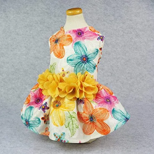 Vestido arnés para perro de Fitwarm, ropa para mascotas, vestido amarillo