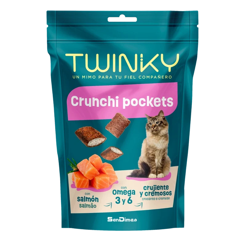 Twinky Snack Crunchi Pockets Salmón 60 g para Gatos Adultos
