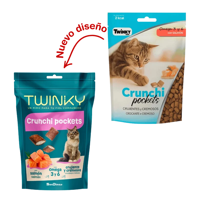 Twinky Snack Crunchi Pockets Salmón 60 g para Gatos Adultos