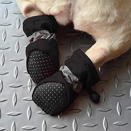 Rotanet - Botas de perro para interiores y exteriores, con dos correas de sujeción ajustables y suela suave antideslizante. Botas de perro perfectas para perros pequeños, 4 unidades...