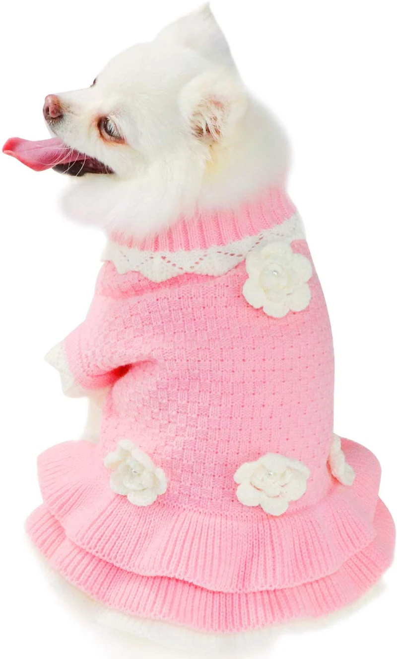 Joytale Turtleneck - Ropa de invierno para perro o mascota, diseño de flores, color rosa