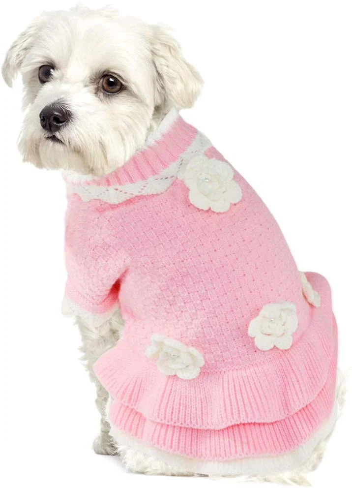 Joytale Turtleneck - Ropa de invierno para perro o mascota, diseño de flores, color rosa