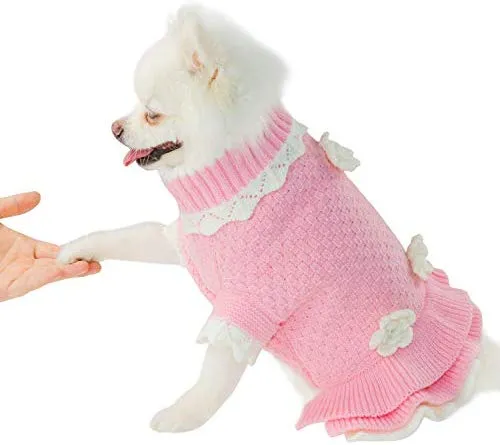 Joytale Turtleneck - Ropa de invierno para perro o mascota, diseño de flores, color rosa