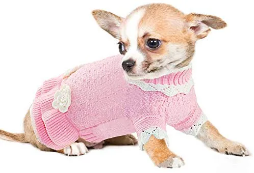 Joytale Turtleneck - Ropa de invierno para perro o mascota, diseño de flores, color rosa