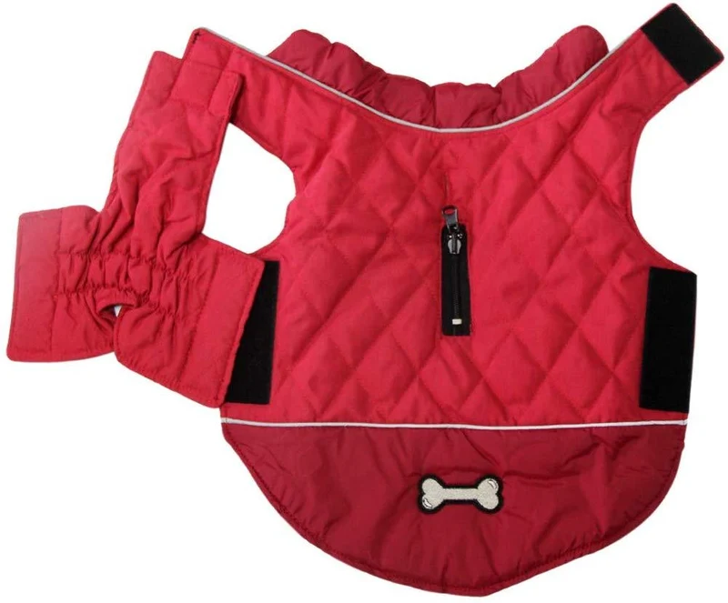 Abrigos reversibles para perros pequeños, impermeables y cálidos de algodón para cachorros para invierno frío, color rojo