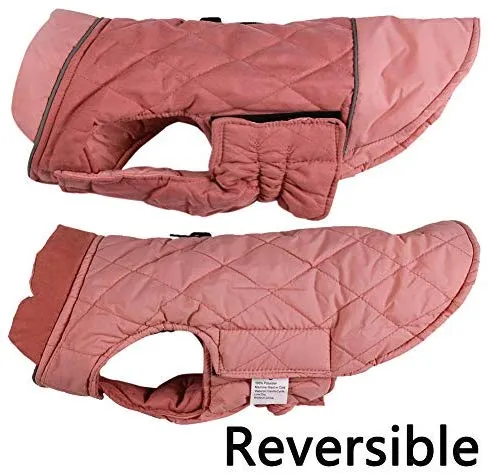 Abrigos reversibles para perros pequeños, impermeables y cálidos de algodón para cachorros para invierno frío, color rojo