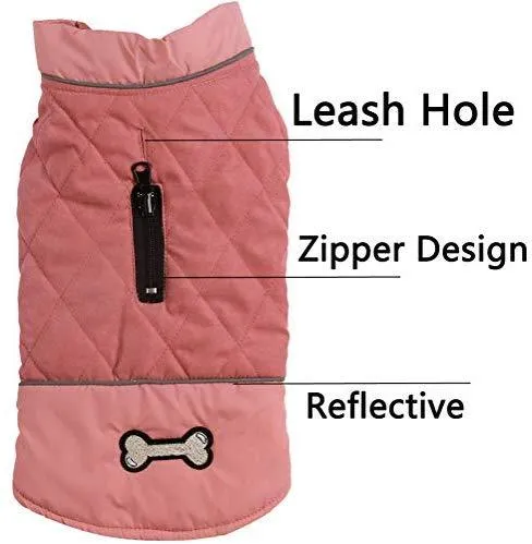 Abrigos reversibles para perros pequeños, impermeables y cálidos de algodón para cachorros para invierno frío, color rojo