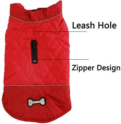 Abrigos reversibles para perros pequeños, impermeables y cálidos de algodón para cachorros para invierno frío, color rojo