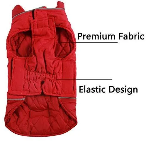 Abrigos reversibles para perros pequeños, impermeables y cálidos de algodón para cachorros para invierno frío, color rojo