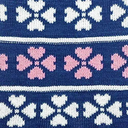 KOOLTAIL Dog Sweater Dress Turtleneck Winter Clothes - Warm Girl Dogs Coat Beautiful Love Heart Pattern Valentine's Day Knit Ugly Sweater with Leash Hole for Dogs Puppy Cat