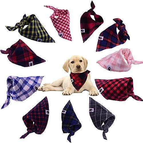 TAOBABY - Pañuelo ajustable para perro, diseño clásico, lavable, triangular, 8 unidades