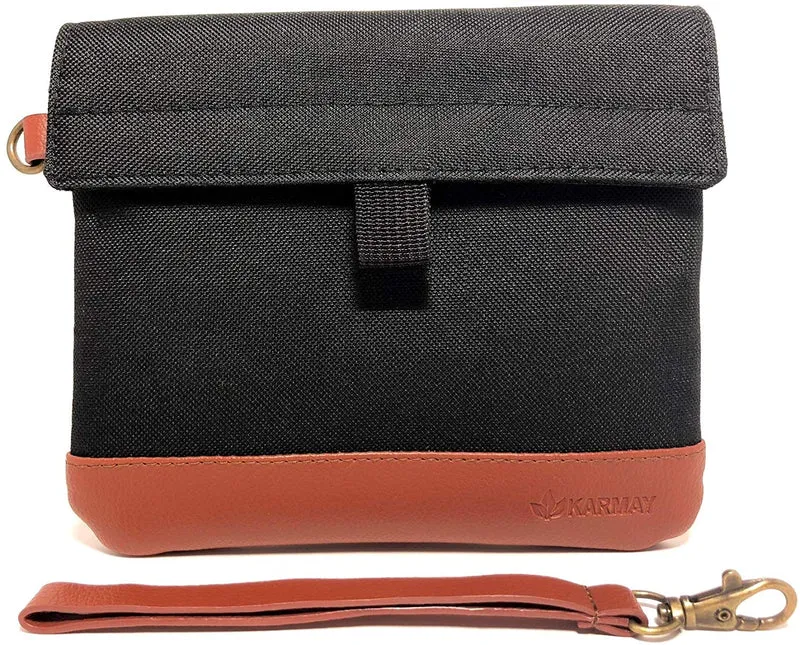 Bolsa a prueba de olores, 7.0 x 6.0 in, con piel vegana, forro de carbono, doble sellado, elegante cremallera impermeable, elimina olores fuertes, probado para perros