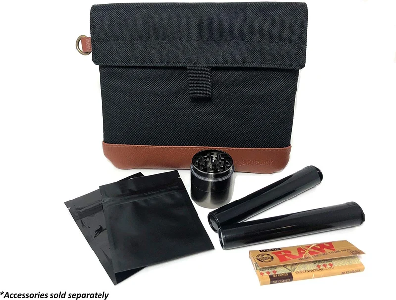 Bolsa a prueba de olores, 7.0 x 6.0 in, con piel vegana, forro de carbono, doble sellado, elegante cremallera impermeable, elimina olores fuertes, probado para perros