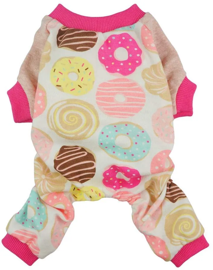 Pijama con dulces donas Fitwarm para perros, de algodón suave, remeras PJS, color rosa