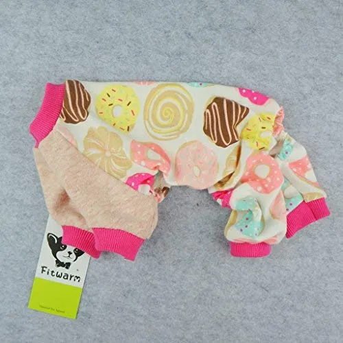 Pijama con dulces donas Fitwarm para perros, de algodón suave, remeras PJS, color rosa