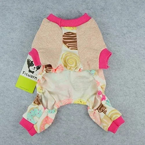 Pijama con dulces donas Fitwarm para perros, de algodón suave, remeras PJS, color rosa