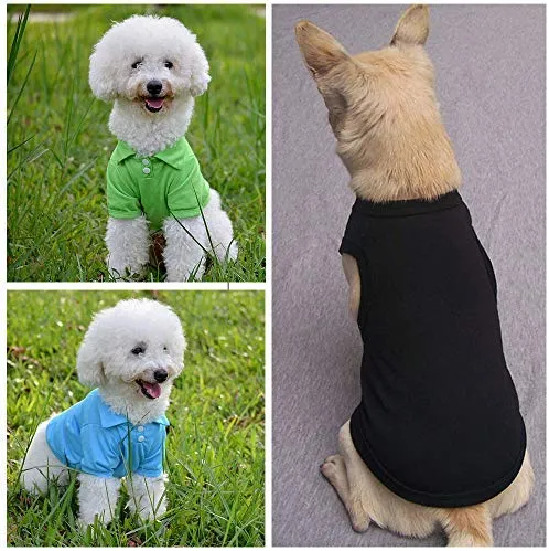 TOLOG - Juego de 4 camisetas para perros y cachorros para perros pequeños, medianos, grandes, de algodón, suave y transpirable