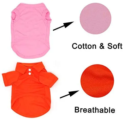 TOLOG - Juego de 4 camisetas para perros y cachorros para perros pequeños, medianos, grandes, de algodón, suave y transpirable