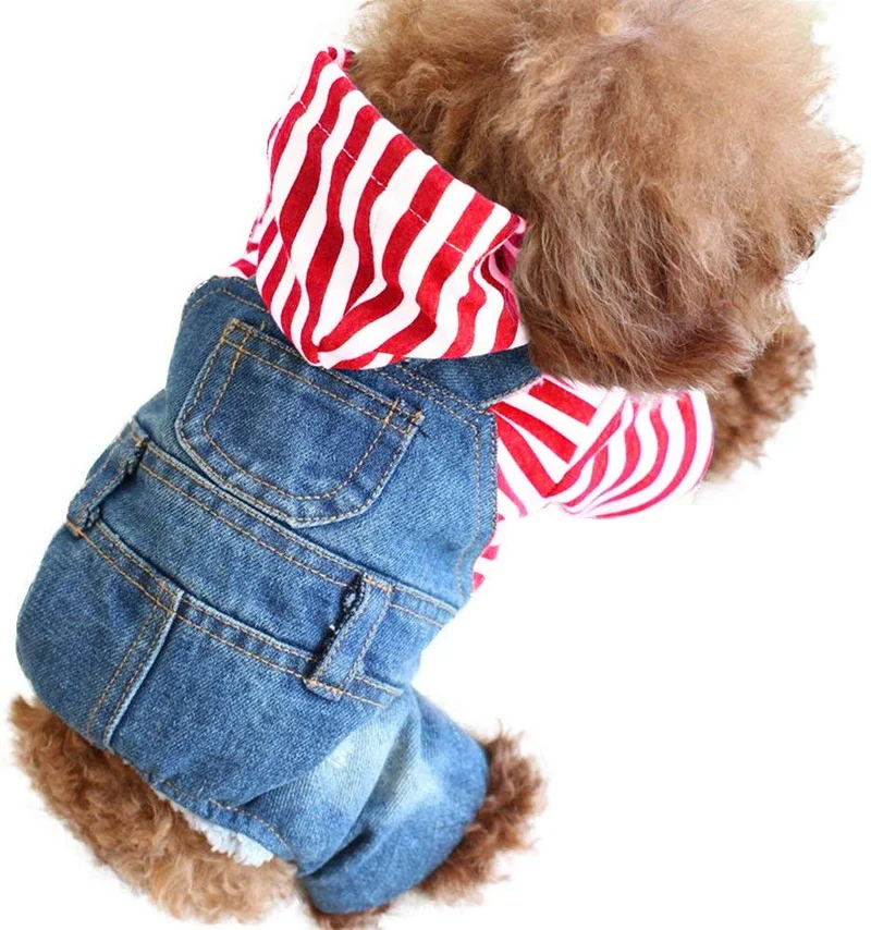 SILD - Mono para perro, vaquero, con capucha, color azul frío, talla mediana, para perros pequeños