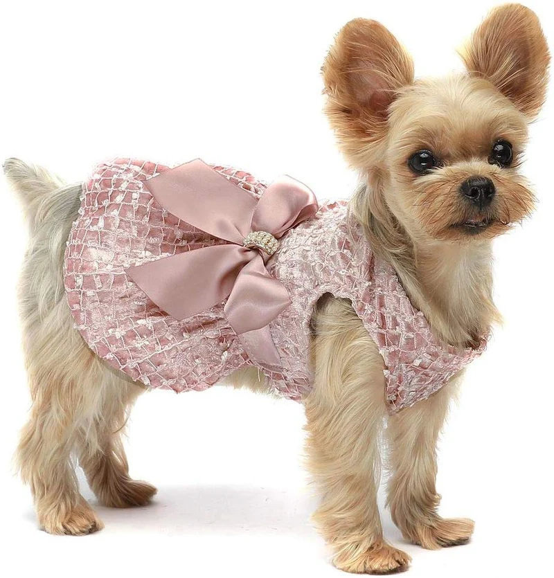 Fitwarm - Vestidos de perro bordados para mascotas, vestido de baile de graduación, color rosa