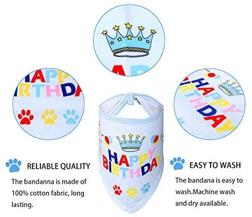 D-buy - Juego de 13 pañuelos para fiesta de cumpleaños de perro, bandana, gorro de fiesta de cumpleaños, 10 globos de huellas y un rollo de cinta de plata de 400 pulgadas, suministros para fiestas de cumpleaños para perros, mascotas