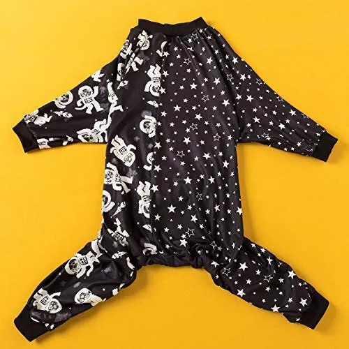 LovinPet Ropa para perro para Pitbull – Camisa de pijamas, perros grandes, ajuste delgado, ligero suéter de pijamas para perro, cobertura completa de pijamas para perro, espacio exterior con impresión de astronauta