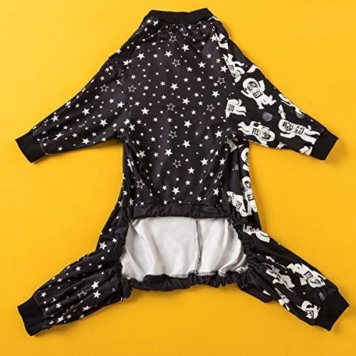 LovinPet Ropa para perro para Pitbull – Camisa de pijamas, perros grandes, ajuste delgado, ligero suéter de pijamas para perro, cobertura completa de pijamas para perro, espacio exterior con impresión de astronauta