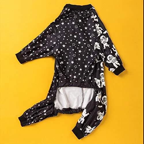 LovinPet Ropa para perro para Pitbull – Camisa de pijamas, perros grandes, ajuste delgado, ligero suéter de pijamas para perro, cobertura completa de pijamas para perro, espacio exterior con impresión de astronauta