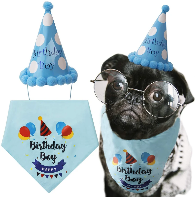 LUTER - Bandana de cumpleaños para perro, diseño de triángulo