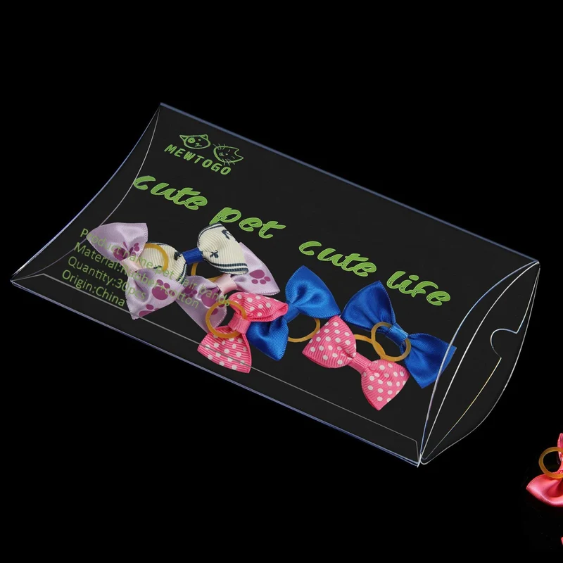 mewtogo 30 Pcs/15 pares mascota pelo Arcos con bands-dog accesorios para el pelo de goma con patrón diferente (banda de goma)