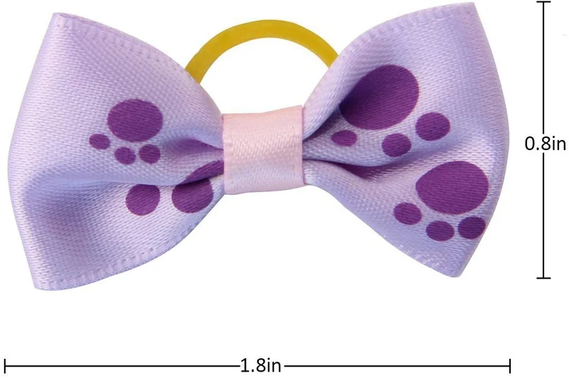 mewtogo 30 Pcs/15 pares mascota pelo Arcos con bands-dog accesorios para el pelo de goma con patrón diferente (banda de goma)