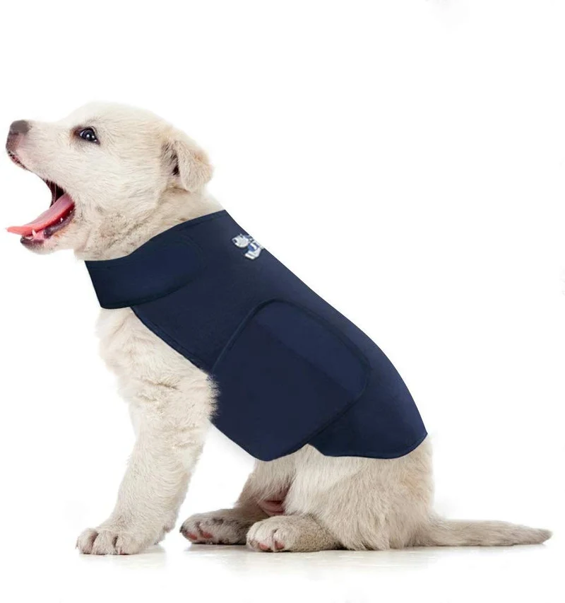 Eagloo - Chaqueta de ansiedad para perro para perro (antiansiedad, antiansiedad, antiansiedad y alivio del estrés, ligera y calmante para mascotas para truenos y ansiedad), color azul marino