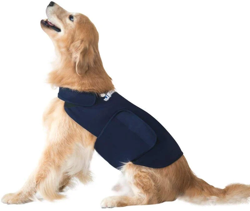 Eagloo - Chaqueta de ansiedad para perro para perro (antiansiedad, antiansiedad, antiansiedad y alivio del estrés, ligera y calmante para mascotas para truenos y ansiedad), color azul marino