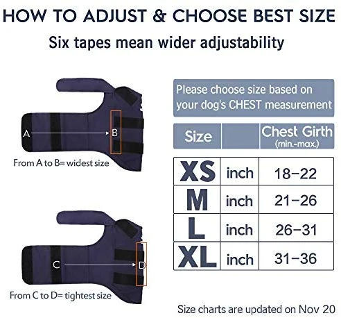 Eagloo - Chaqueta de ansiedad para perro para perro (antiansiedad, antiansiedad, antiansiedad y alivio del estrés, ligera y calmante para mascotas para truenos y ansiedad), color azul marino