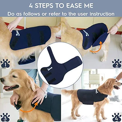 Eagloo - Chaqueta de ansiedad para perro para perro (antiansiedad, antiansiedad, antiansiedad y alivio del estrés, ligera y calmante para mascotas para truenos y ansiedad), color azul marino
